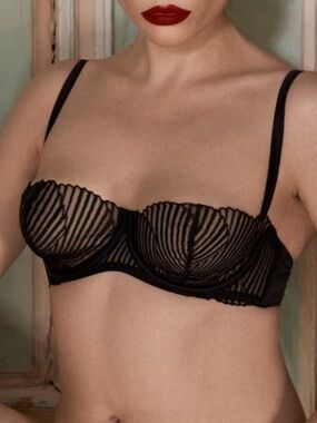 Coco De Mer Athena Balcony Bra Black Lace 34C